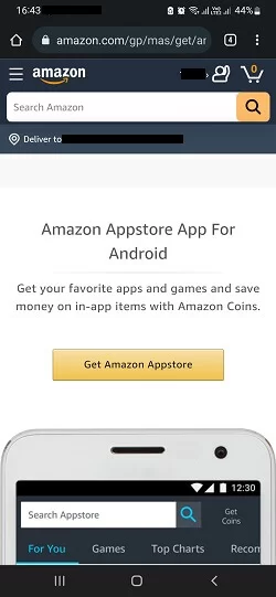 Select Get Amazon Appstore button