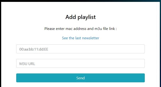 Enter the Mac address and M3U URL to access IPTV on Samsung TV