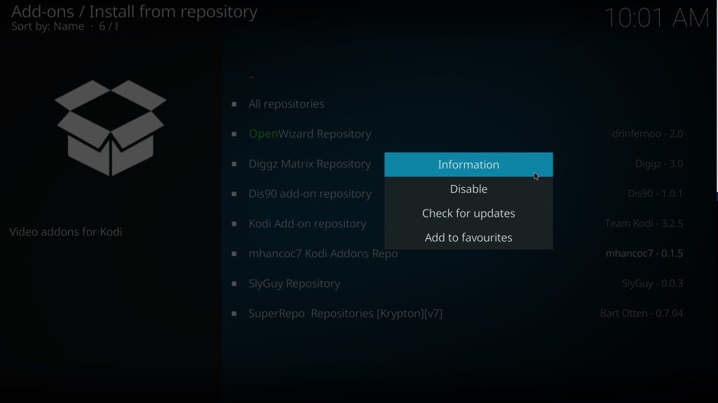 Select the Information option
