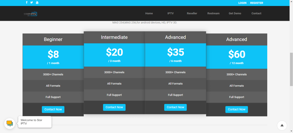 Select the Contact Now button next to the Star IPTV  website