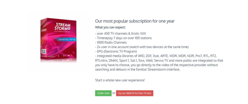 Choose the Streamstorm IPTV Addon subscription