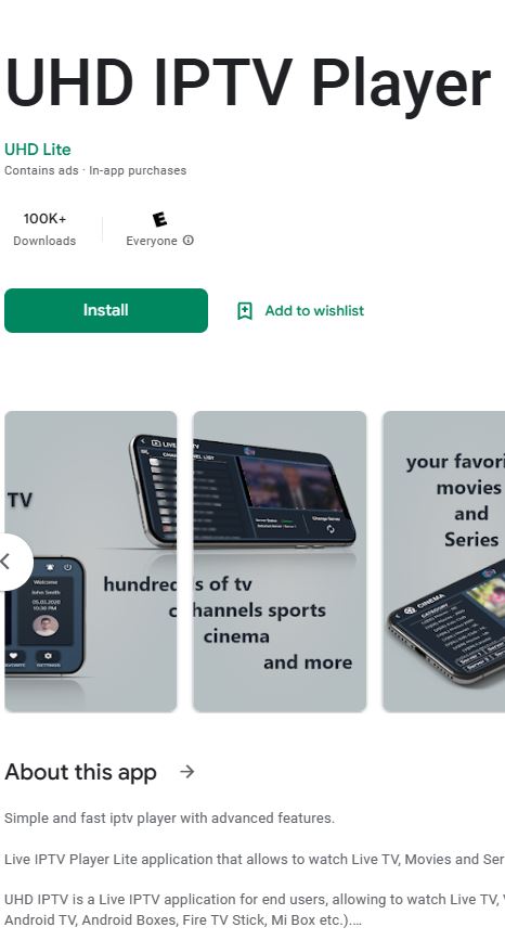 Install UHD IPTV Player on Android
