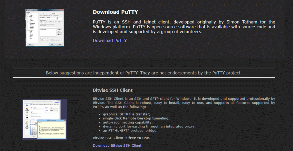 Install the Putty on your device