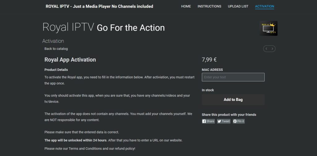Visit the Royal IPTV activation website