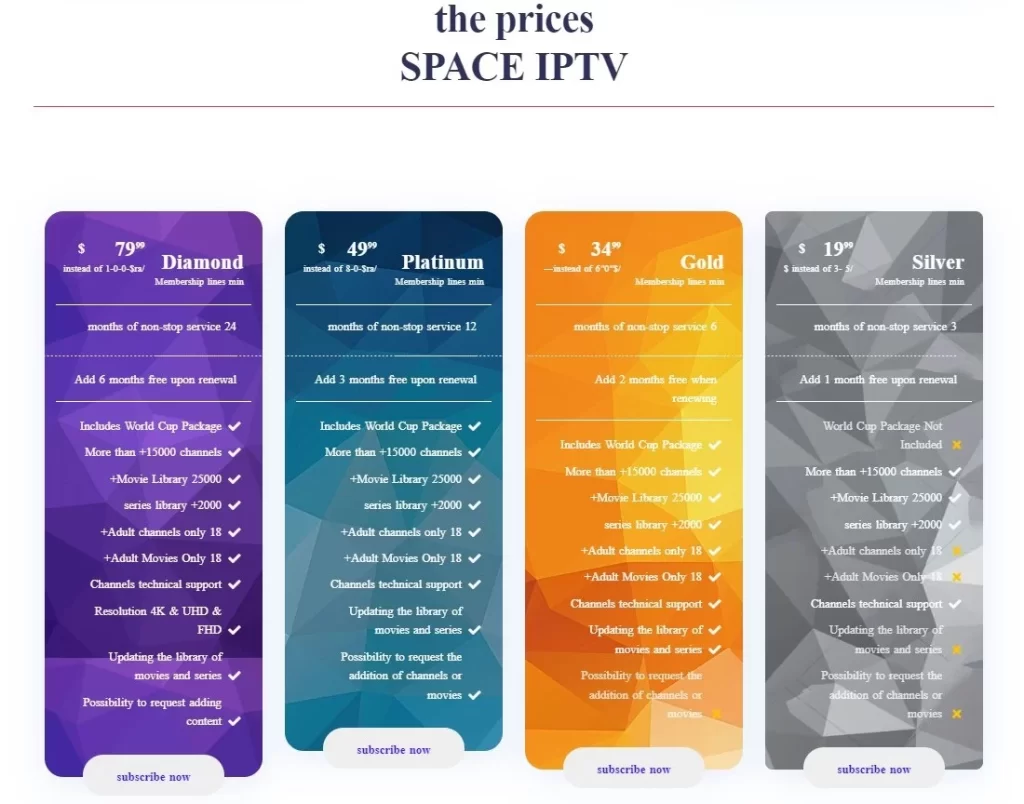 Choose any Space IPTV plan