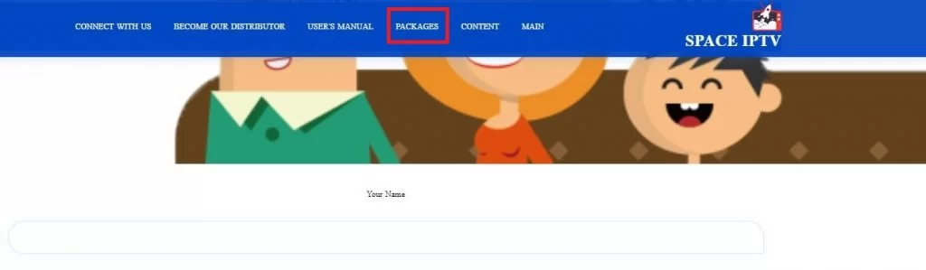 Select the Packages option in the Space IPTV website