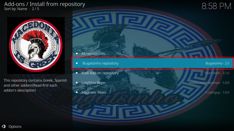 Choose the Sports HD Addon repository