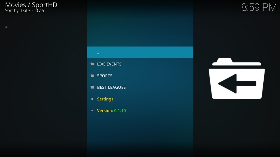 Access the Sports HD Addon