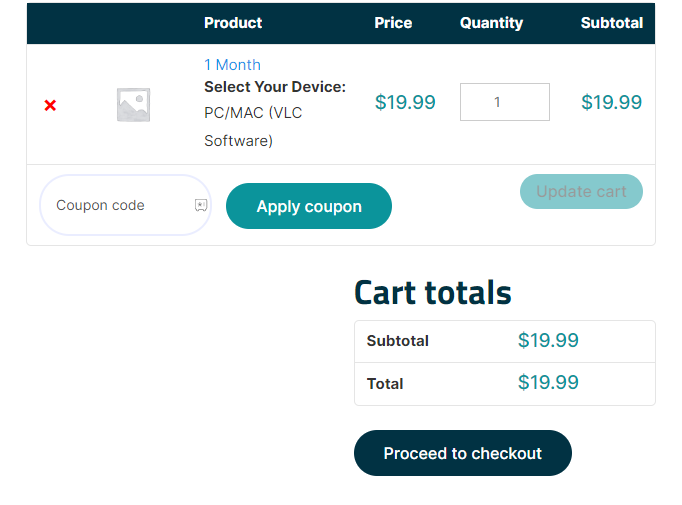 click the Proceed to Checkout button