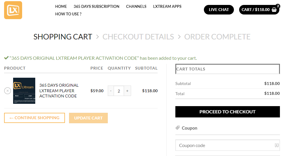 tap the Proceed to Checkout button