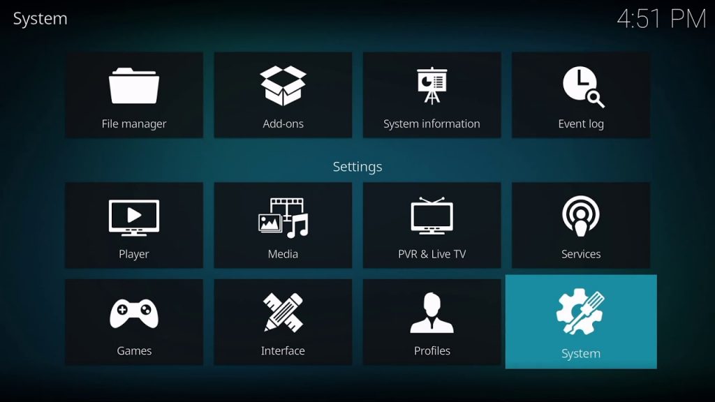 click the System Settings tile