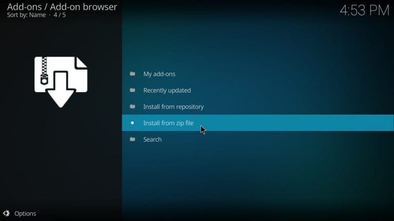 Choose Install from the zip file- Rocket IPTV