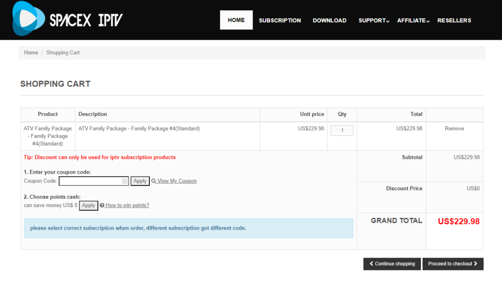 hit Proceed to checkout