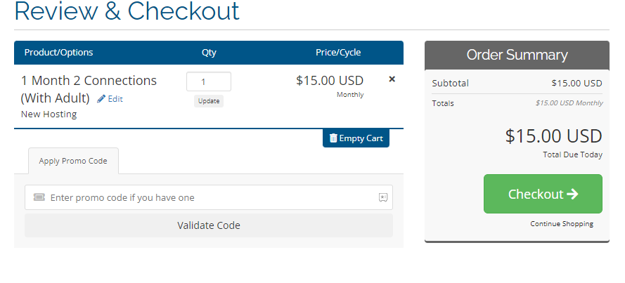 tap the Checkout button