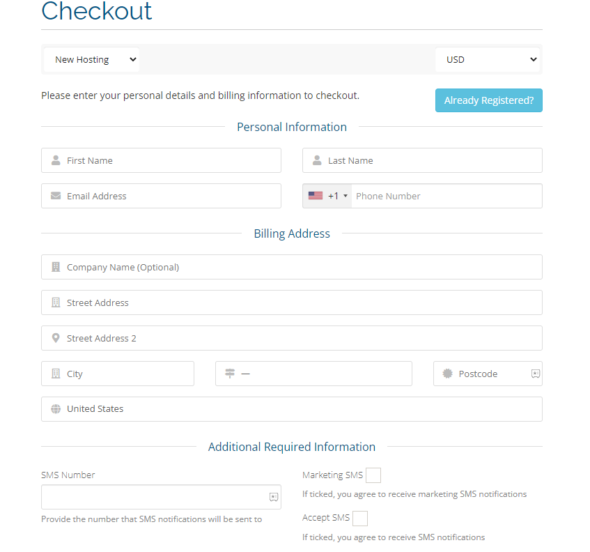Provide your Billing details
