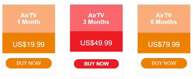 AirTV IPTV Subscription Plans
