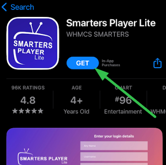 Tap Get to stream CTG IPTV on iOS