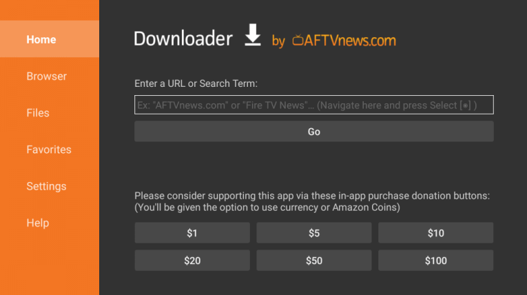 Enter the URL of Echoo IPTV in the Downloader app
