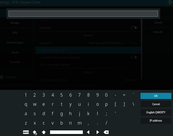 Enter the M3U URL and tap on the OK button