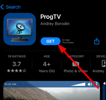 Tap on the Get button to install ProgTV on iOS