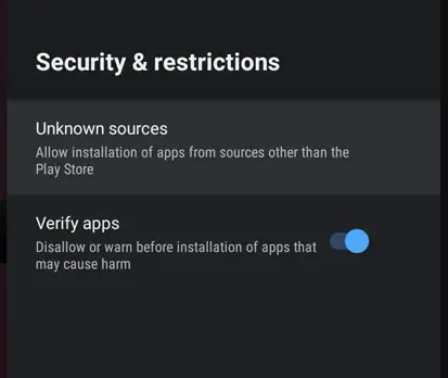 Enable Unknowns sources to install ProgDVB IPTV on Smart TV