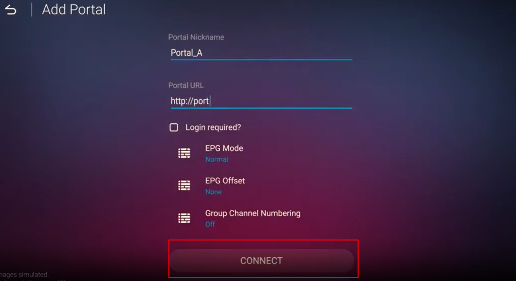 Click the Connect button to stream DMTN IPTV
