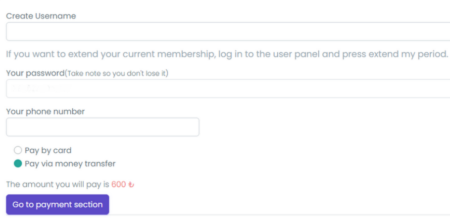 Guek IPTV checkout page