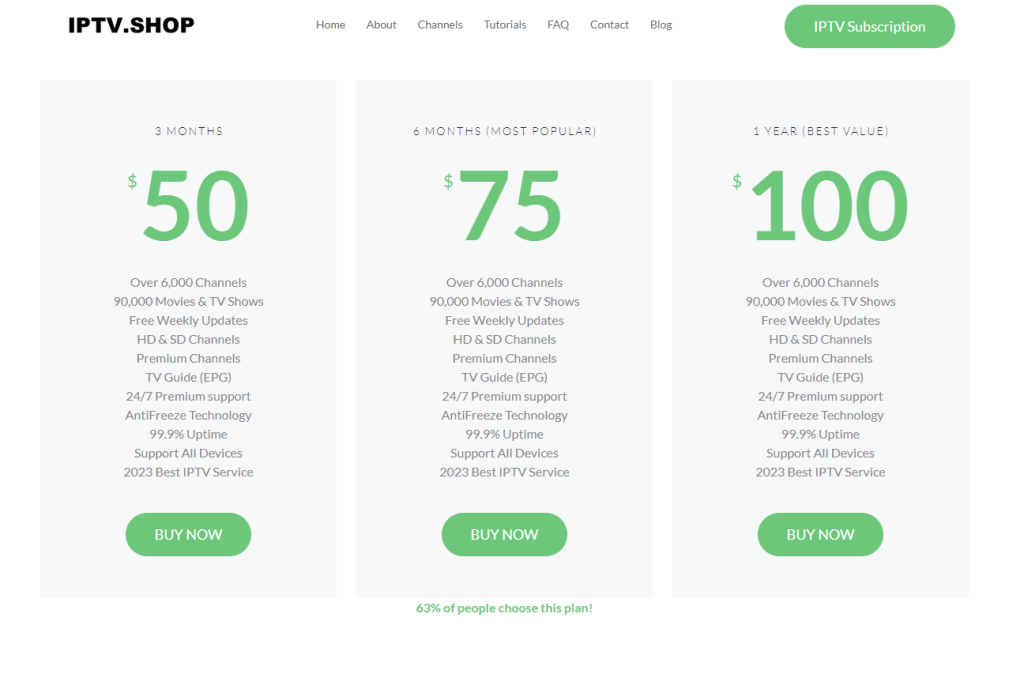 Subscription Price of IPTV Soft