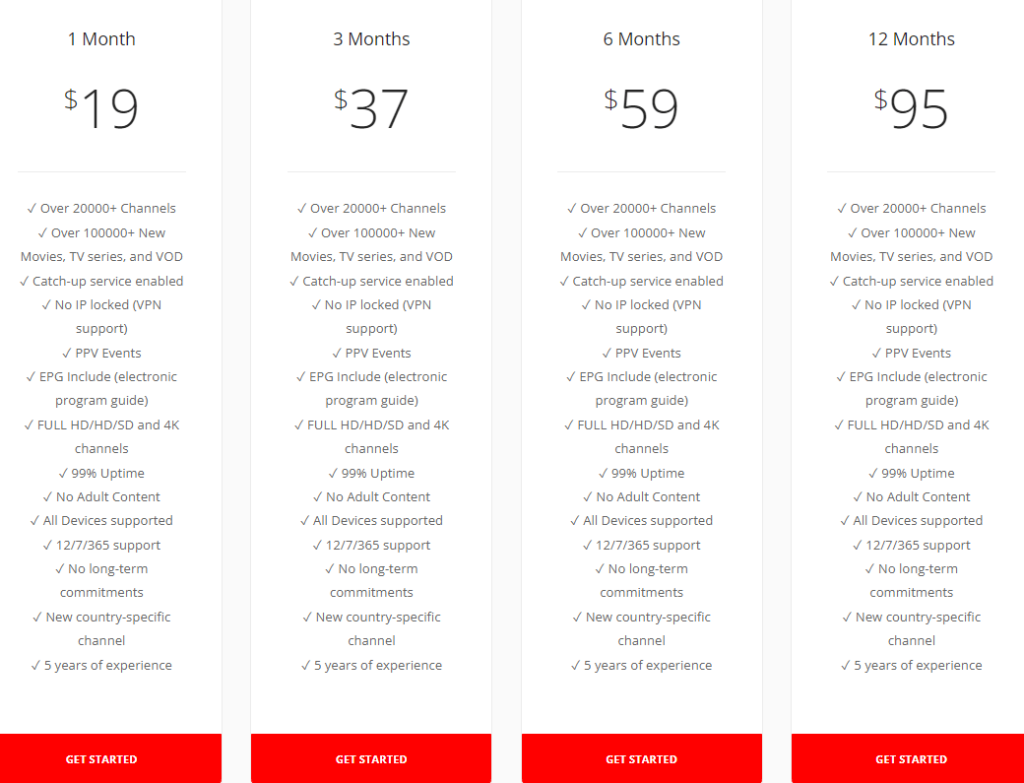 Snap IPTV Pricing