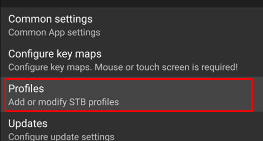 Tap on Profiles option