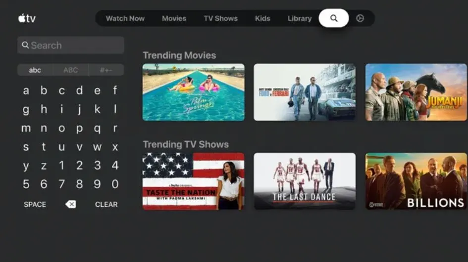 Search UniPlayer on Apple TV