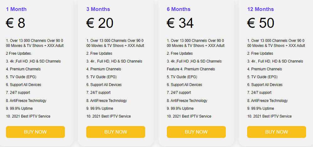 Welcome IPTV Subscription Plans