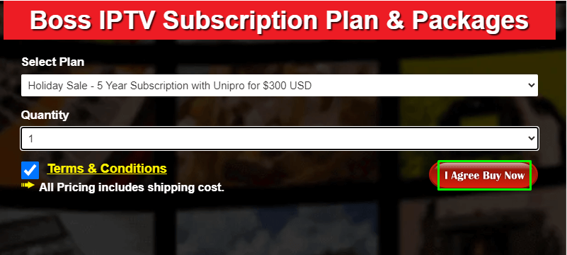 Select I Agree Buy Now button