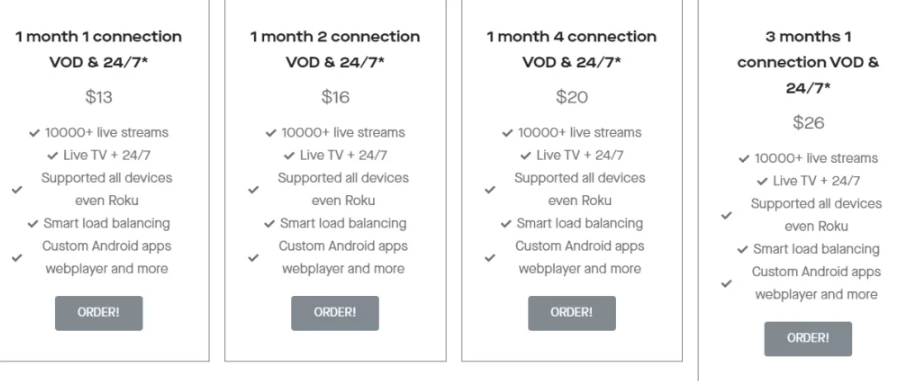 DC Streams IPTV Pricing