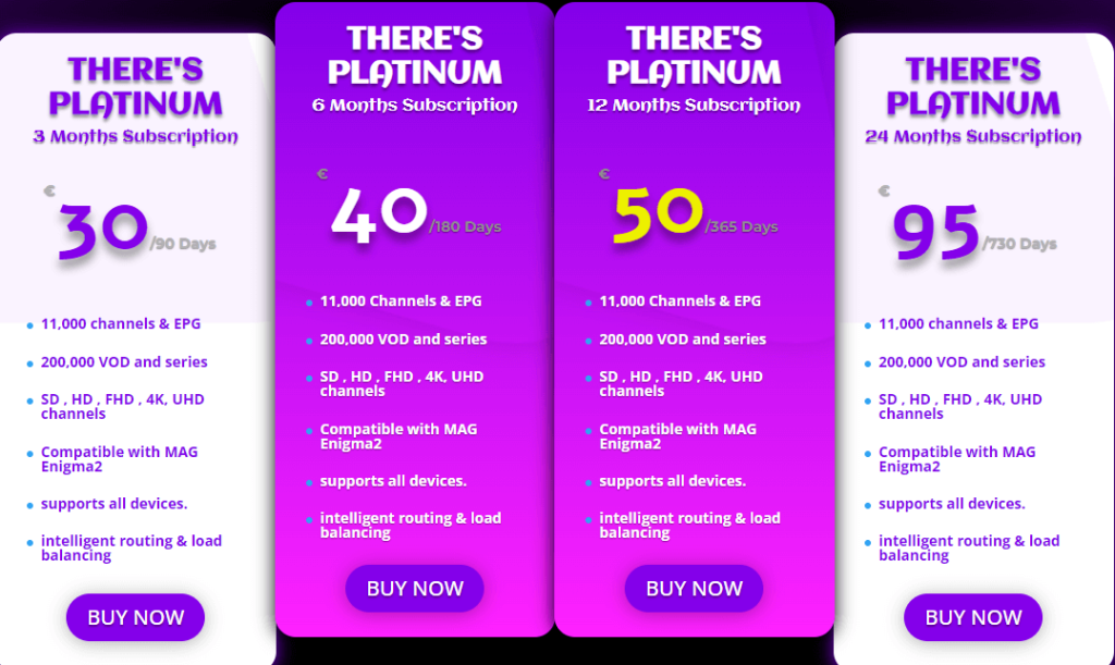 OTT Platinum IPTV Pricing