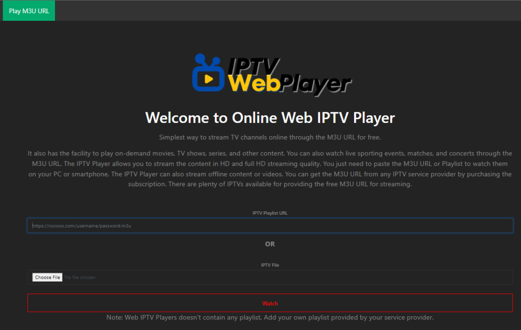 Stream Six Star IPTV using web IPTV Player