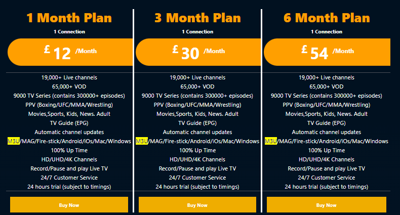 Vavaview IPTV Subscription Plans