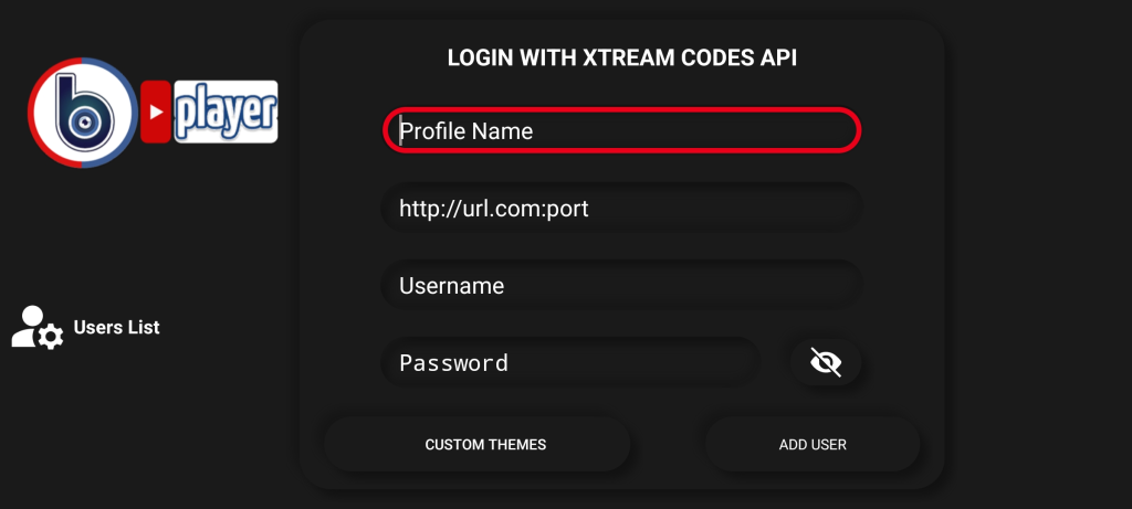 Enter the Xtream Codes API of IPTV Provider and select Add User button