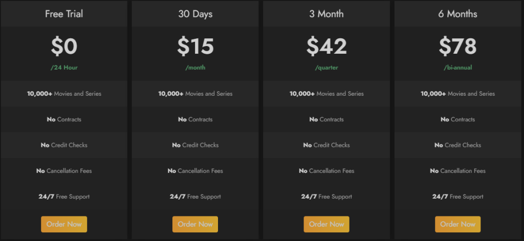 Subscription plans of Breaking Cable IPTV