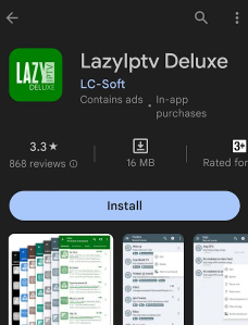 Click install to get Lazy IPTV Player