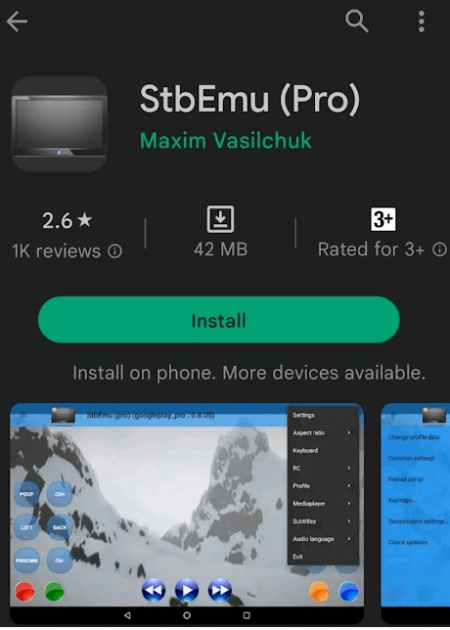 Click install to get StbEmu IPTV