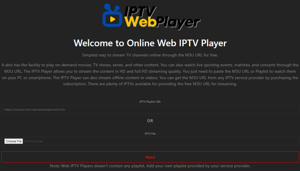 Web IPTV player