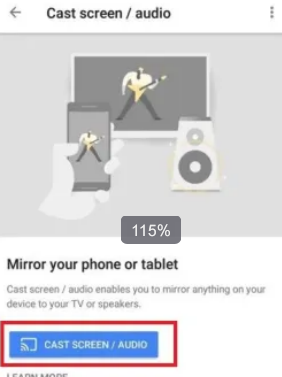 click on the “Cast Screen / Audio