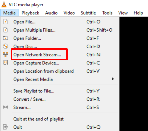 Select the Open Network Stream option