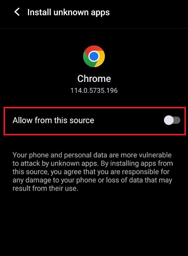 Enable Unknown Sources to download Inferno IPTV