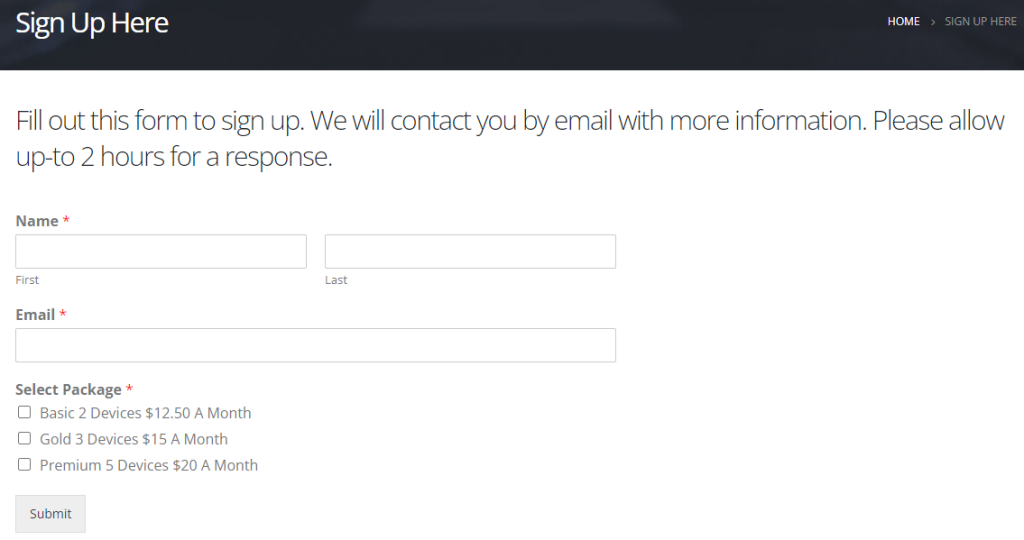 Checkout page of Inferno IPTV