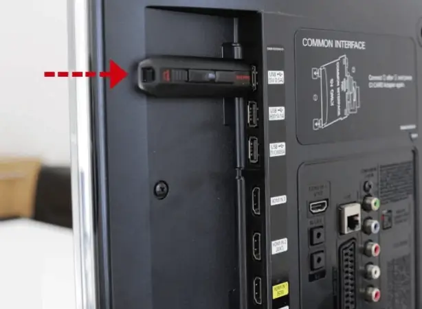 Plugin the USB into the Smart TV to get SS IPTV Player