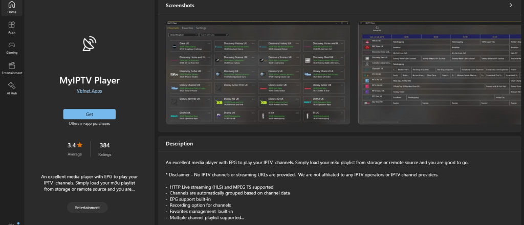Install the MyIPTV Player to stream Bunny Stream content