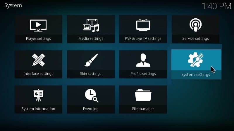 Click on the System Settings option