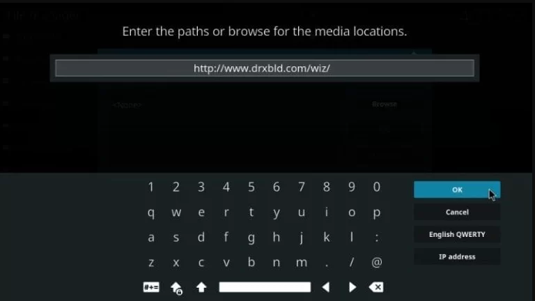 Enter the Durex IPTV build wizard source URL